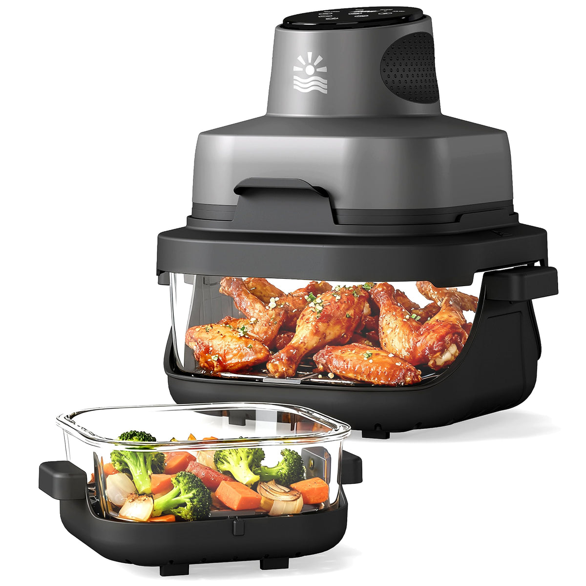 OYLUS 4-in-1 glass air fryer front view for quick weeknight meals