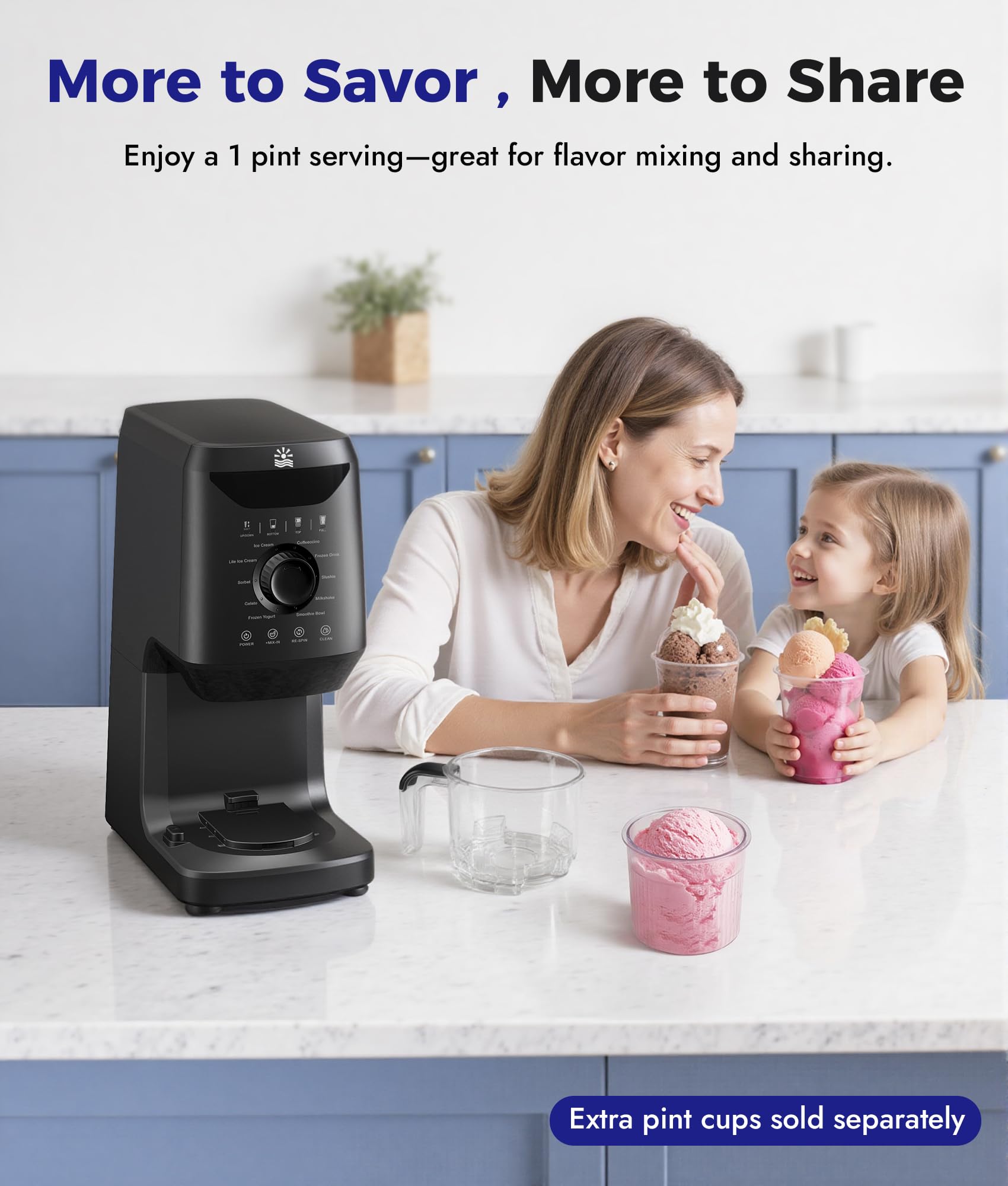 OYLUS mix-in capability demonstrates adding chocolate and fruit for layered treats.