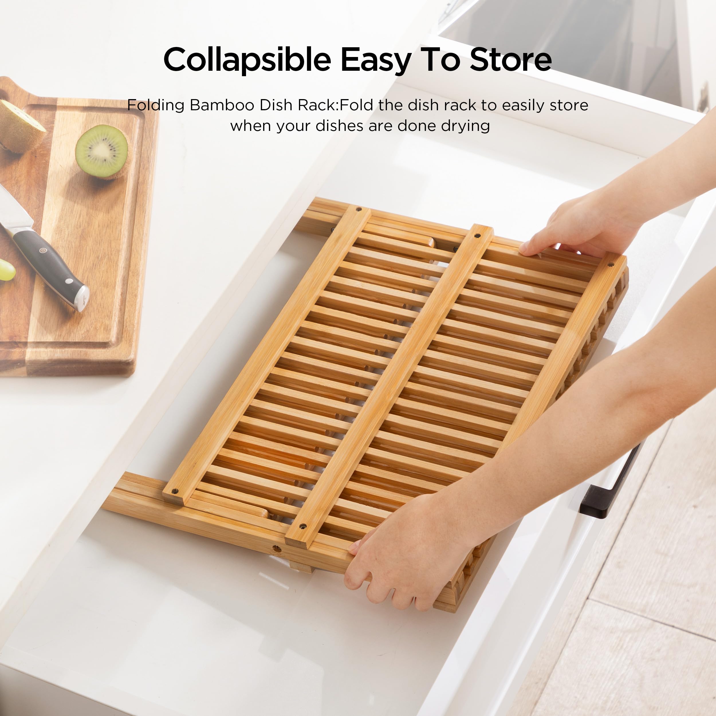 Oyydecor bamboo dish drying rack foldedStorage compact and space-saving when not in use