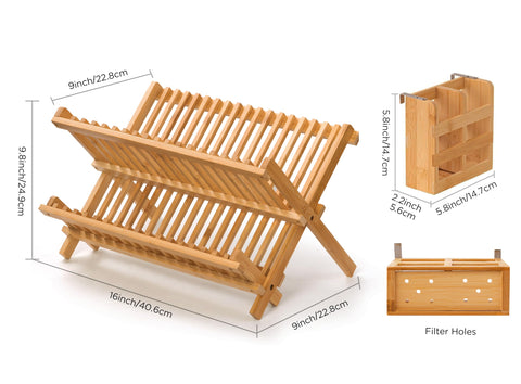 Oyydecor bamboo rack side tier stores cups and bowls neatly after washing.