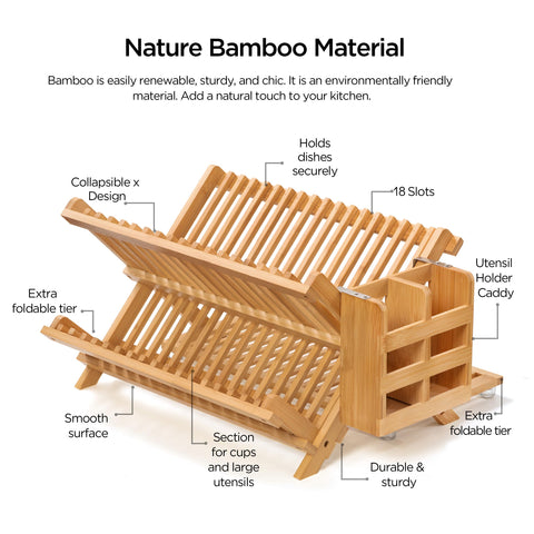 Oyydecor bamboo dish drying rack utensil box stores cutlery neatly