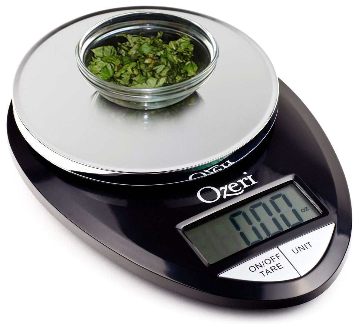 Ozeri Pro Digital Scale oversized buttons demonstrated for easy operation and quick clicks