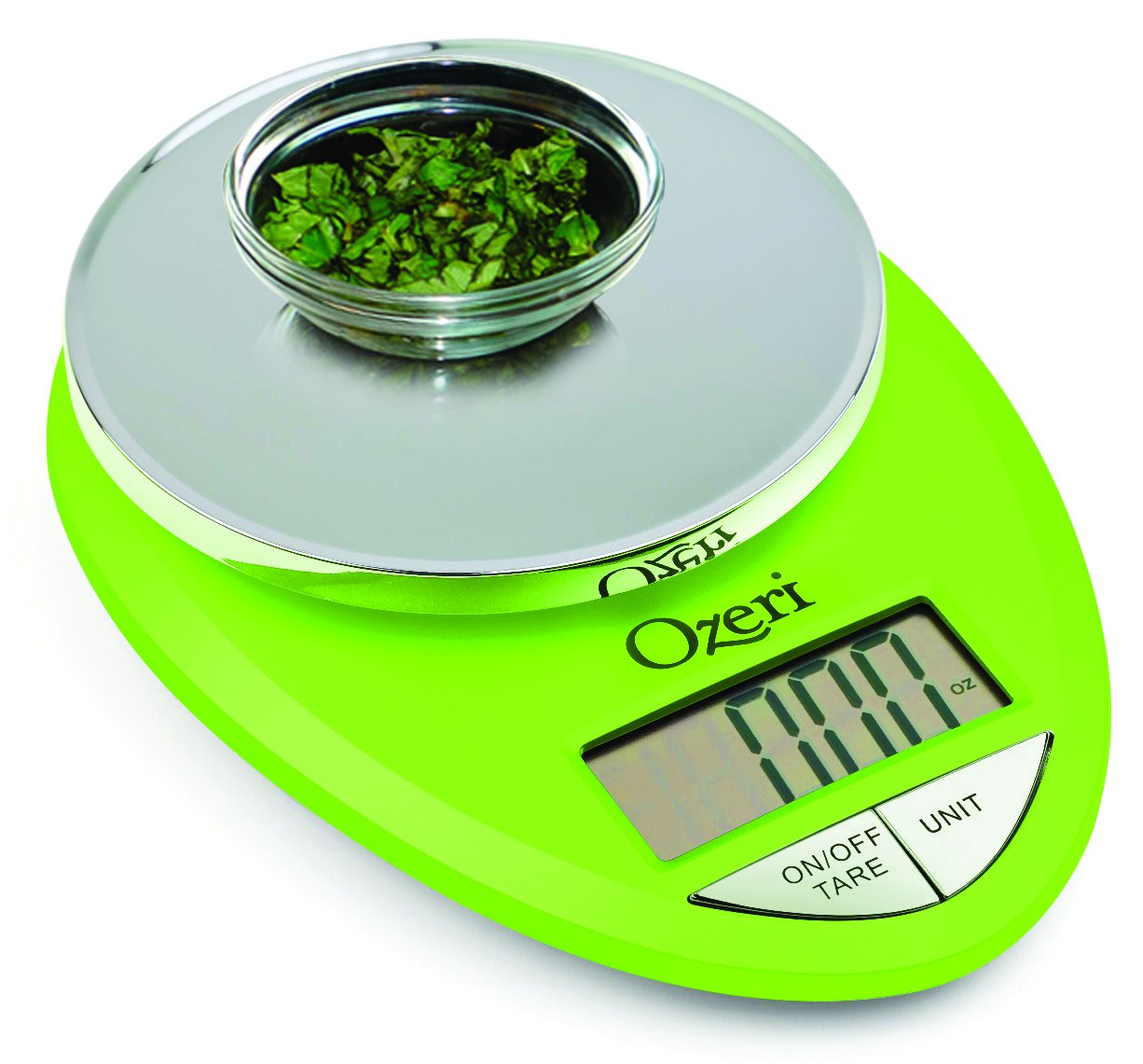 Ozeri Pro Digital Scale featuring oversized buttons for quick kitchen use.