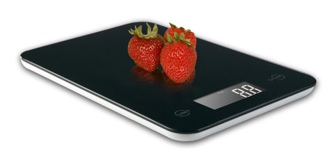 Ozeri Touch tare function automatically deducts container weight for net ingredient measurements.