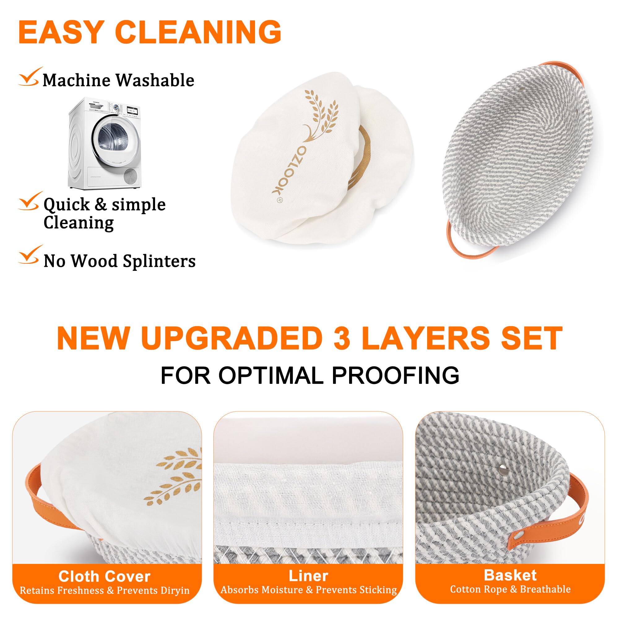 OZLOOK Sourdough Starter Kit oval banneton highlights improved dough shape and airflow.