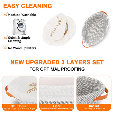 OZLOOK Sourdough Starter Kit oval banneton highlights improved dough shape and airflow.