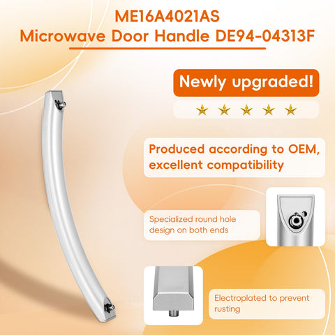 P Polerden ME16A4021AS microwave door handle side view, ergonomic grip for easy use.