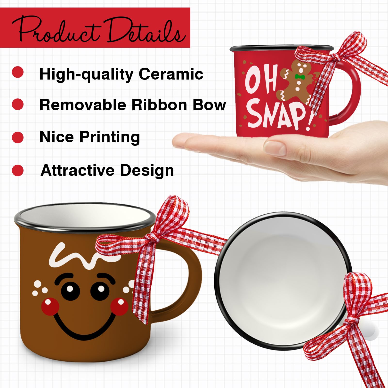 Paayna mini mug with buffalo plaid ribbon adds festive charm