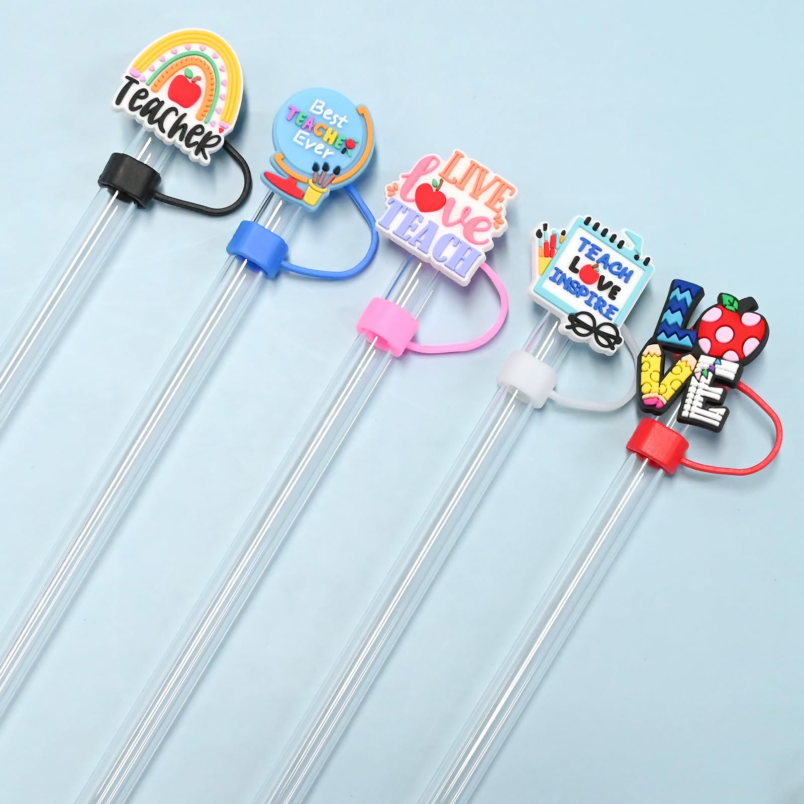 Pabucle 10mm straw toppers fit Stanley cups with a cute back-to-school look.