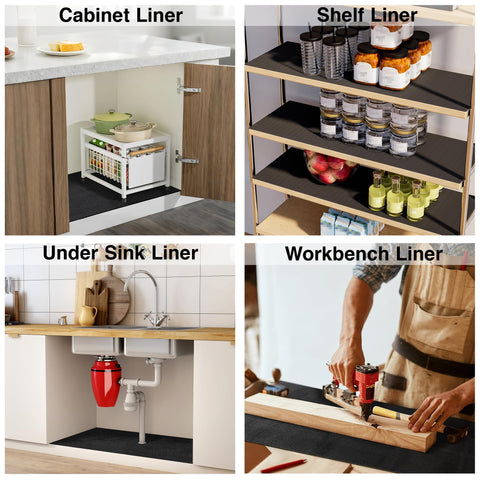 PaBUSIOr easy-to-clean reusable cabinet liner stays tidy