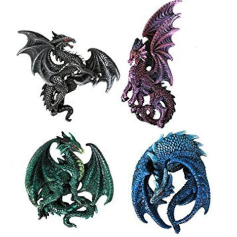 Pacific Giftware Dragons Lair Ruth Thompson set of 4 magnets on a fridge for whimsical decor