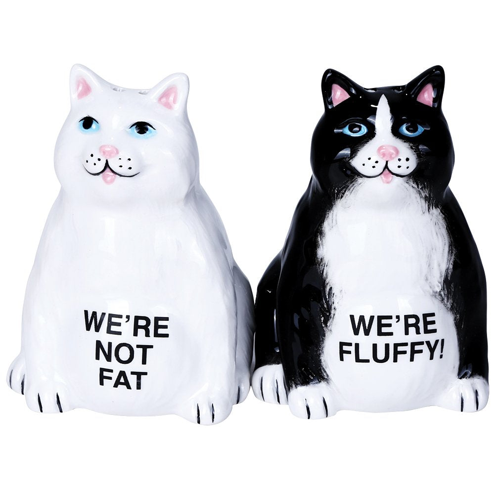 Pacific Giftware fluffy fat cats salt and pepper shaker set for playful tableware