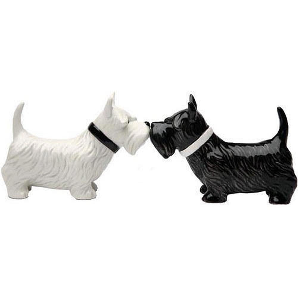 Pacific Giftware kissing Scottie salt and pepper shakers, magnetic kiss for playful meals.
