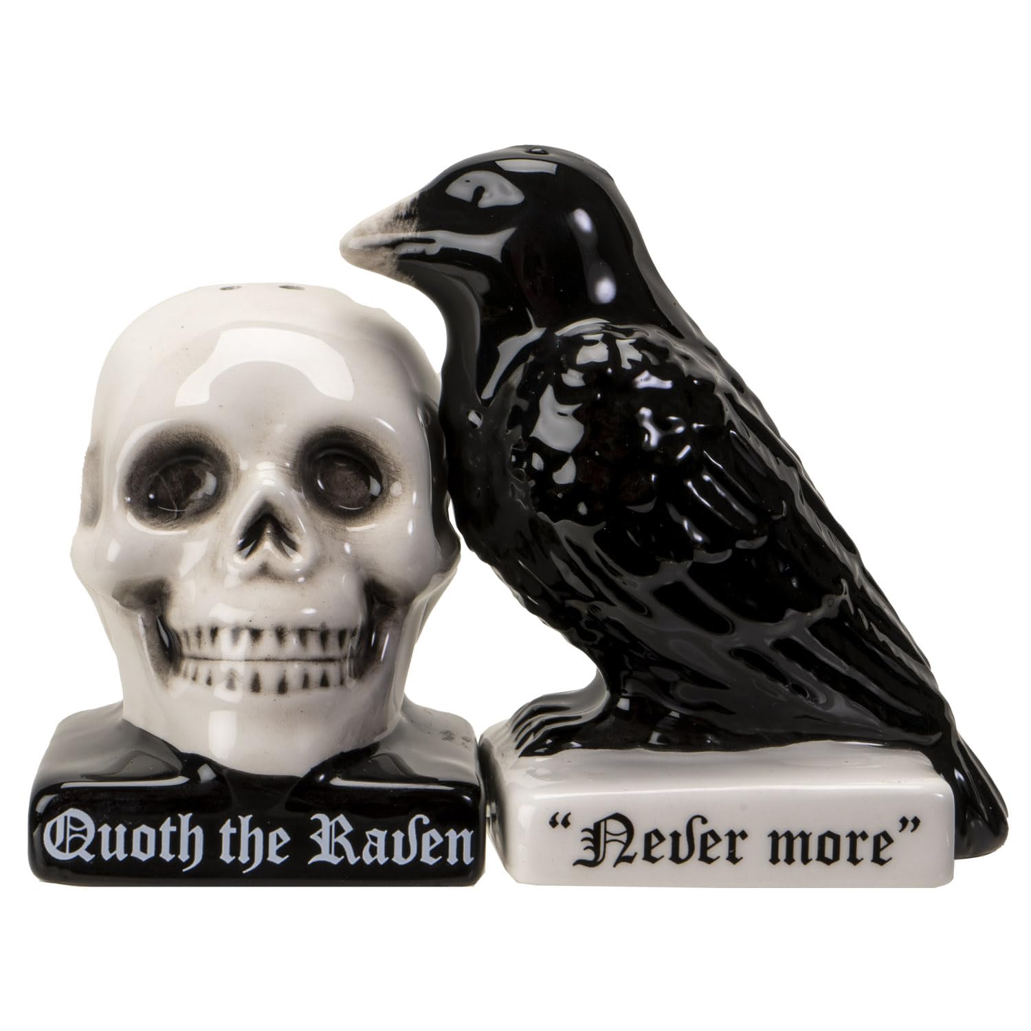 Pacific Giftware Quoth The Raven salt and pepper set, Halloween table display.