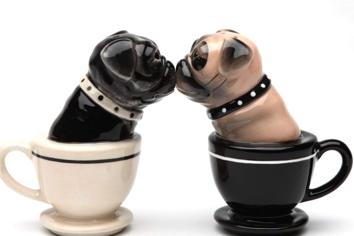 Pacific Giftware Tea Cup Pugs magnetic ceremic salt pepper shakers for stylish kitchen decor