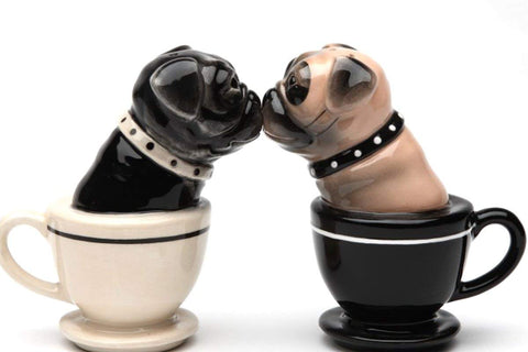 Pacific Giftware Tea Cup Pugs magnetic ceremic salt pepper shakers for stylish kitchen decor