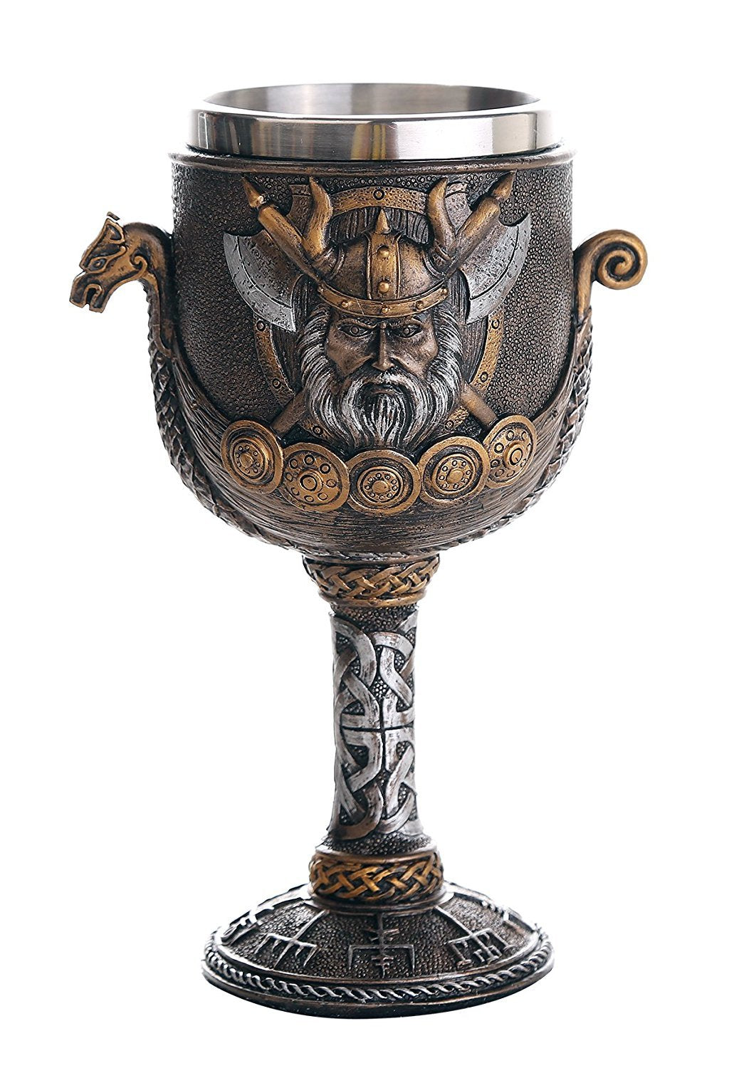 Pacific Giftware Viking Warrior Ship ceremonial chalice, 8oz, ideal for toasts and display.