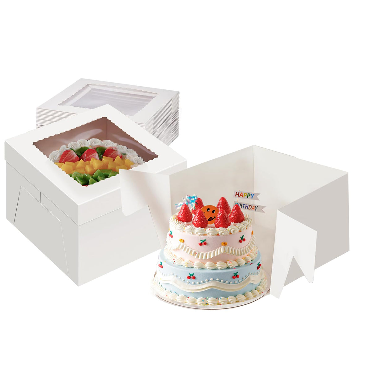 Packpal 12x12x12 cake box with window display for professional multi-tier presentation.