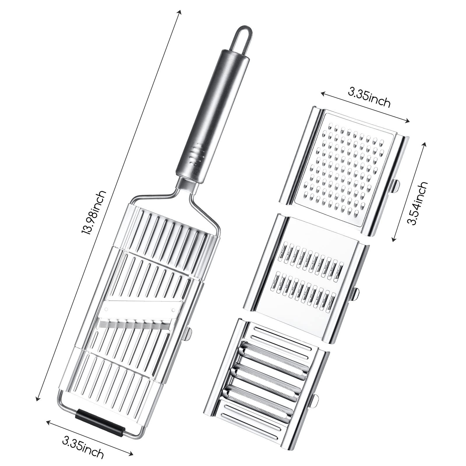 Paddsun grater features ergonomic soft-grip handle for comfortable control.