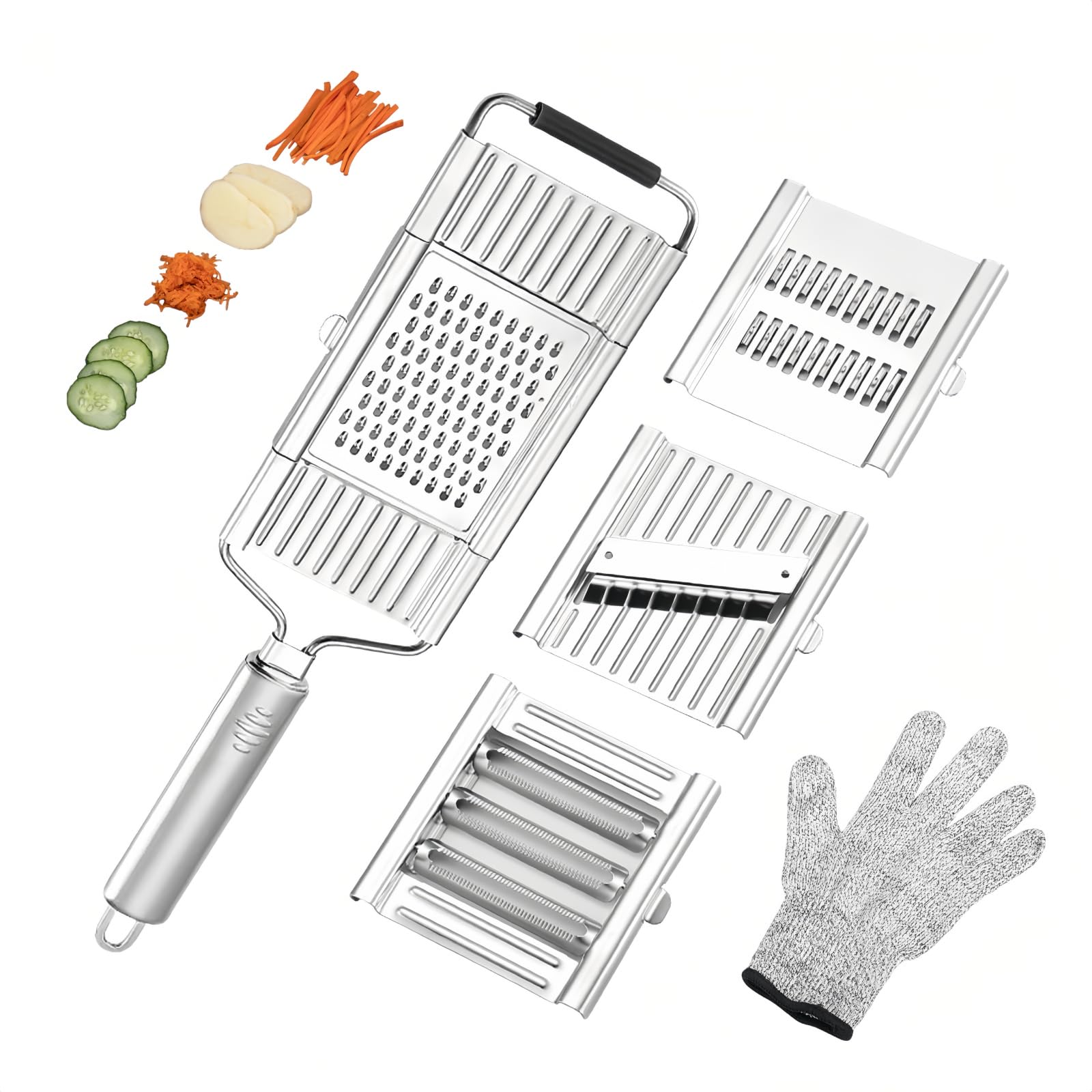 Paddsun handheld 4-in-1 cheese grater with easy blade changes for versatile prep.