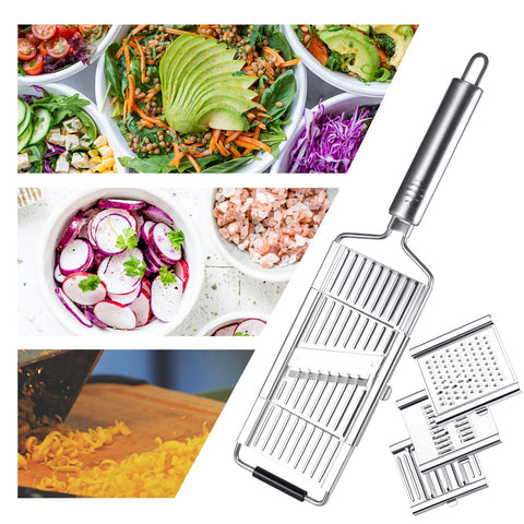 Paddsun cheese grater with interchangeable blades enables zesting, grating, and slicing.