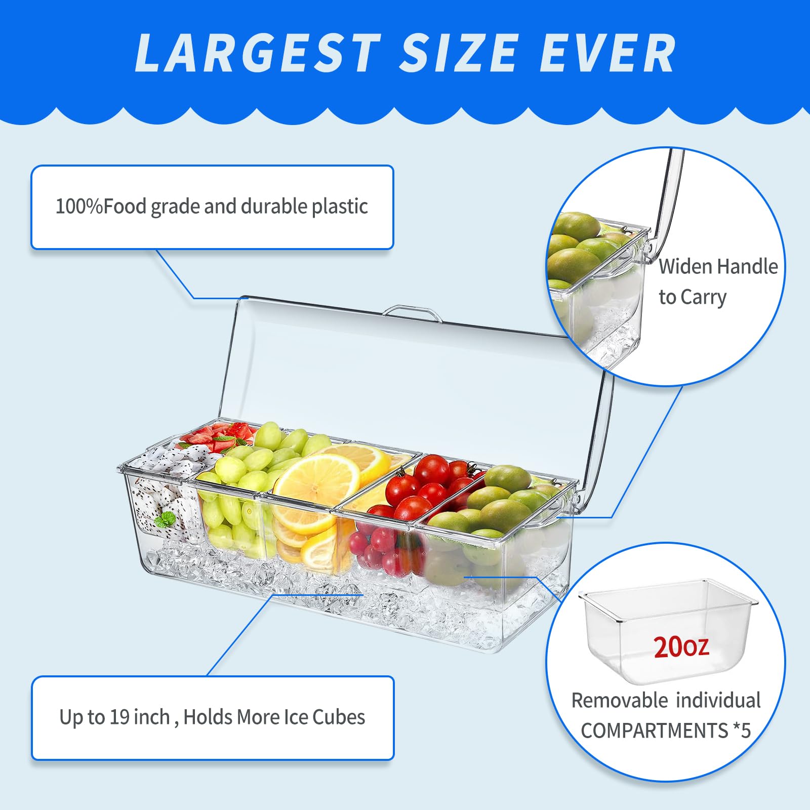 PADELE five removable compartments tray neatly holds sauces and garnishes