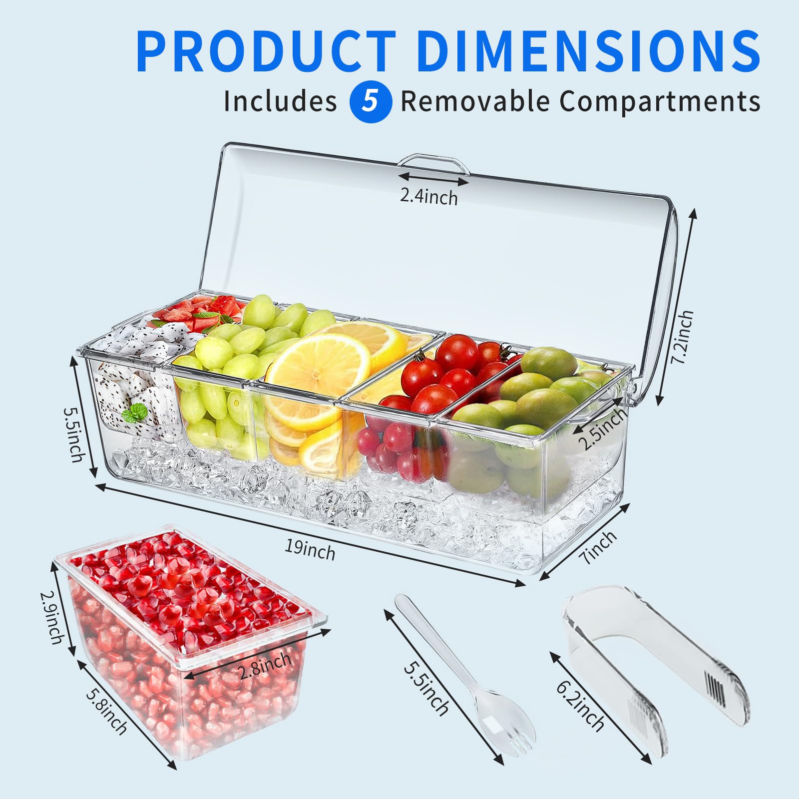 PADELE condiment caddy with lids shown open for easy access and organized layout