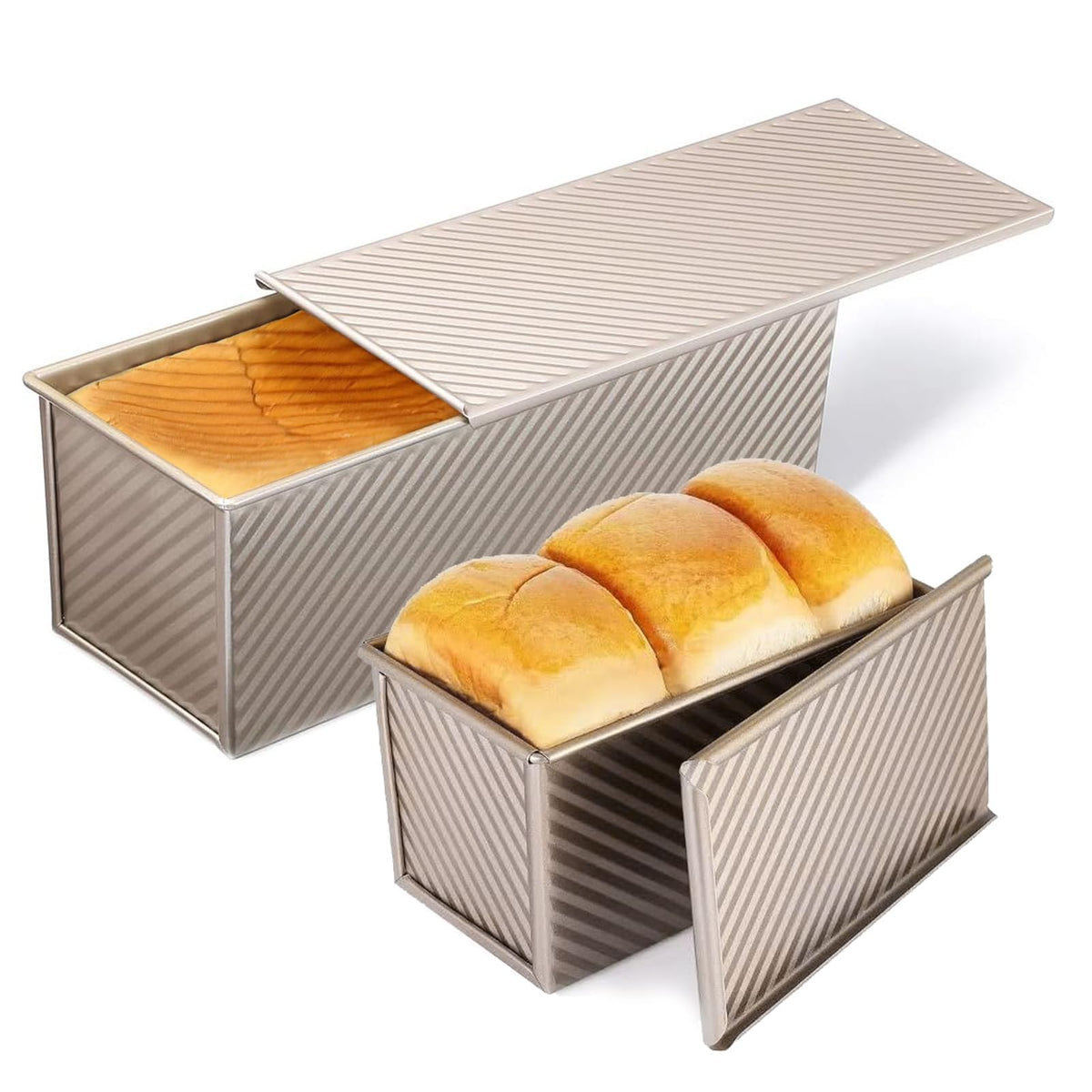 PADELE 13x4 pullman loaf pan with lid for even baking and clean release