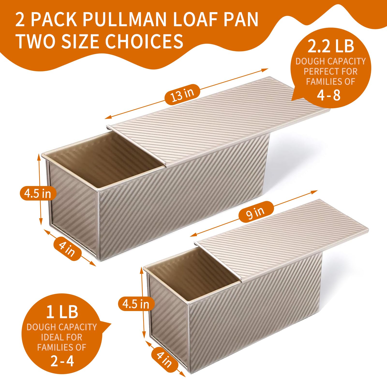 PADELE 9x4 mini pullman loaf pan with lid for small-batch loaves
