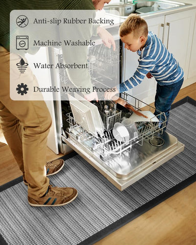 PADOOR machine-washable kitchen rug quick and easy cleaning