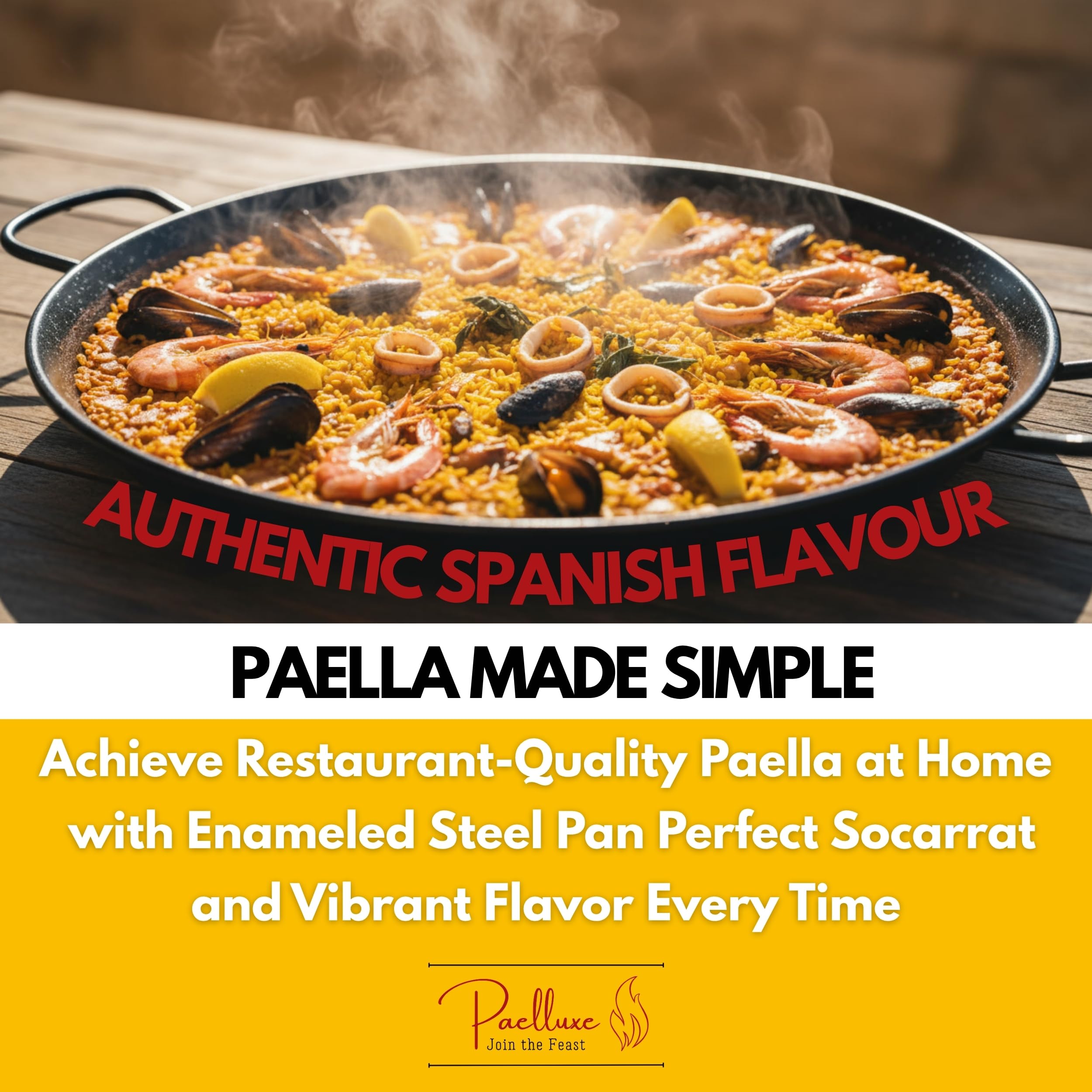 Enameled surface enables quick, rust-free cleanup with Paelluxe