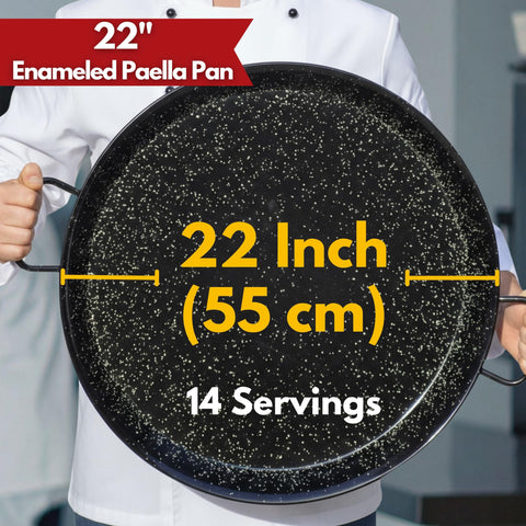 Paelluxe Paella Pan side view highlights thick 1.2 mm steel for even heating