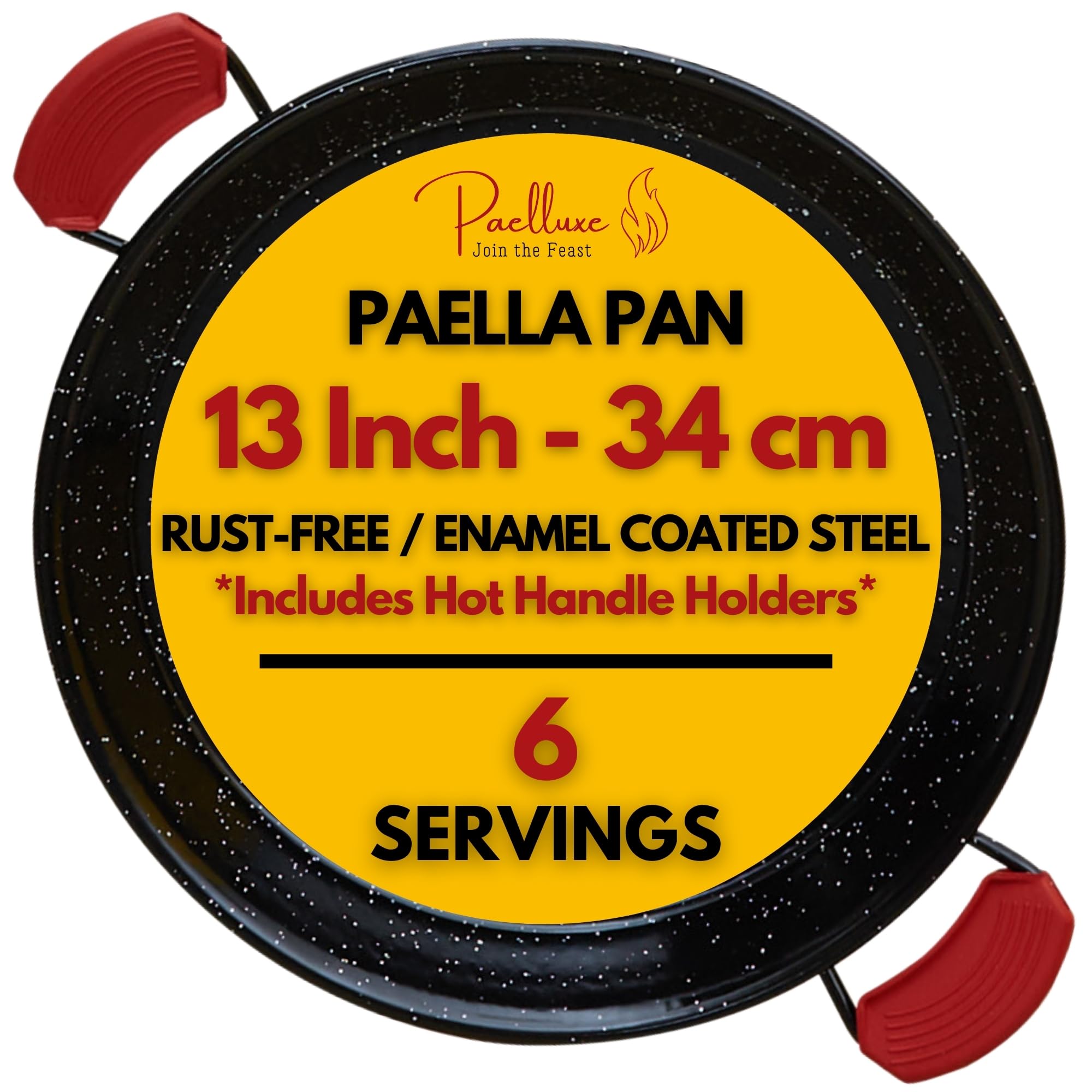 Paelluxe paella pan with enamel coating for rust-free cooking