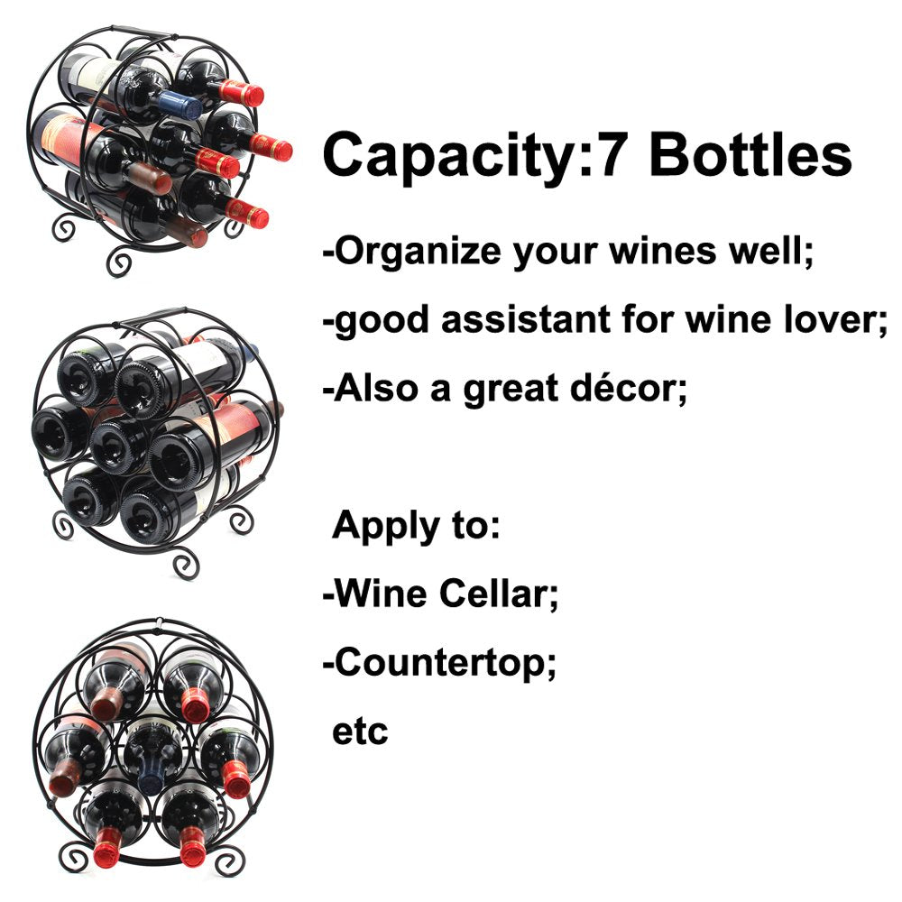 PAG 7-bottle wine rack filled with bottles demonstrates capacity