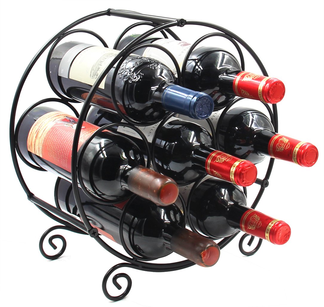 PAG 7-bottle wine rack front view with sturdy metal frame