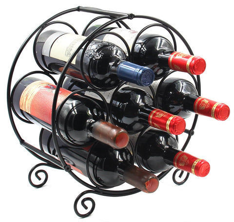 PAG 7-bottle wine rack front view with sturdy metal frame
