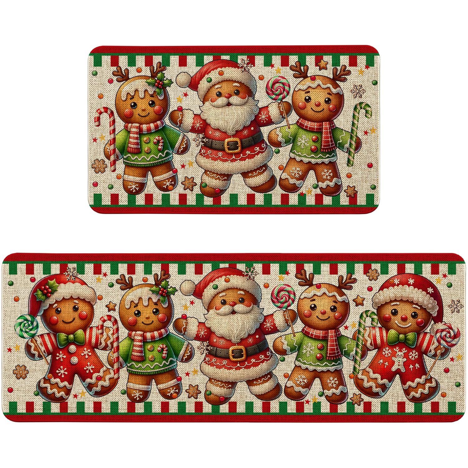 Pahhjsa gingerbread man pattern kitchen mat adds festive charm and dust protection.