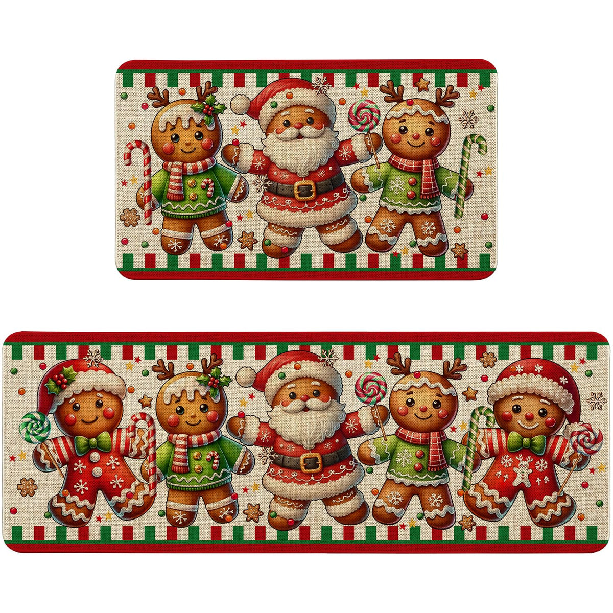 Pahhjsa gingerbread man pattern kitchen mat adds festive charm and dust protection.