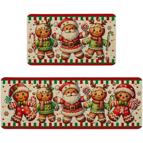 Pahhjsa gingerbread man pattern kitchen mat adds festive charm and dust protection.