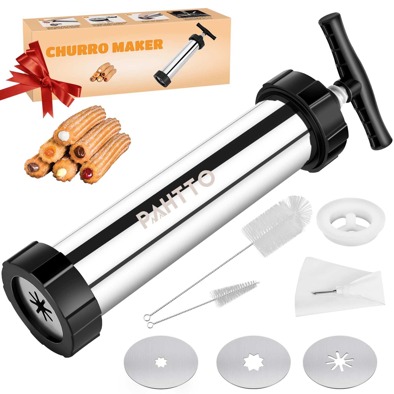 PAHTTO churro maker kit with stainless steel body for easy, authentic churros at home