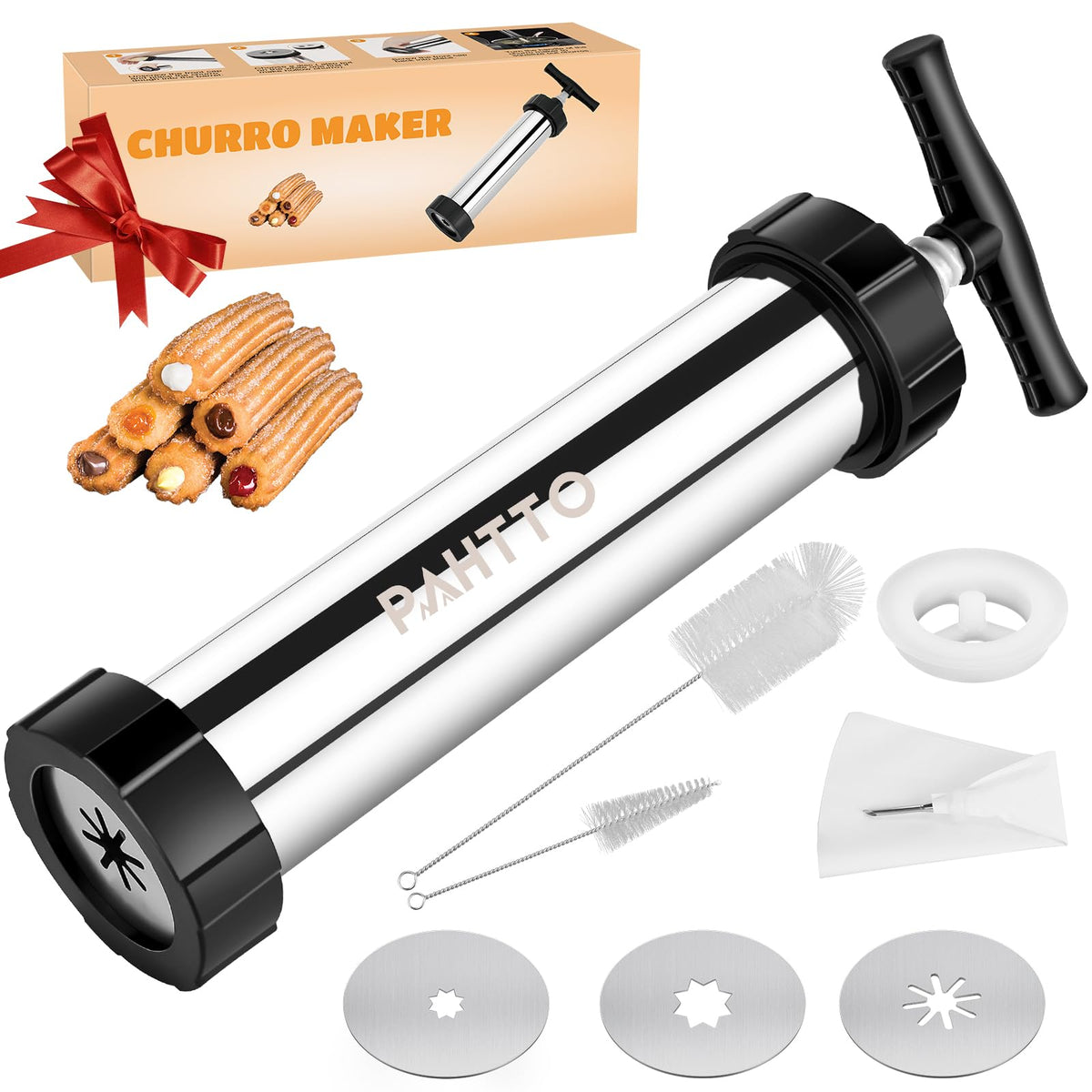 PAHTTO churro maker kit with stainless steel body for easy, authentic churros at home