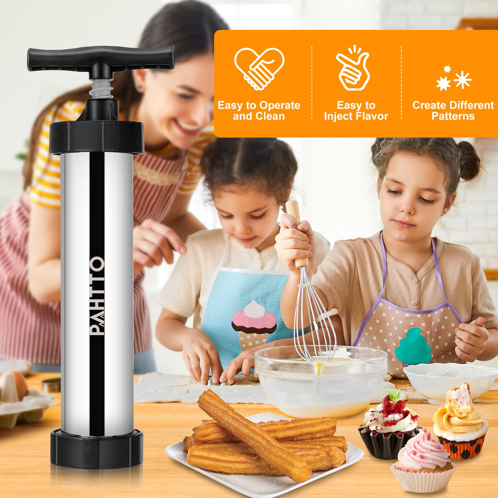 PAHTTO nonstick barrel ensures smooth churro extrusion