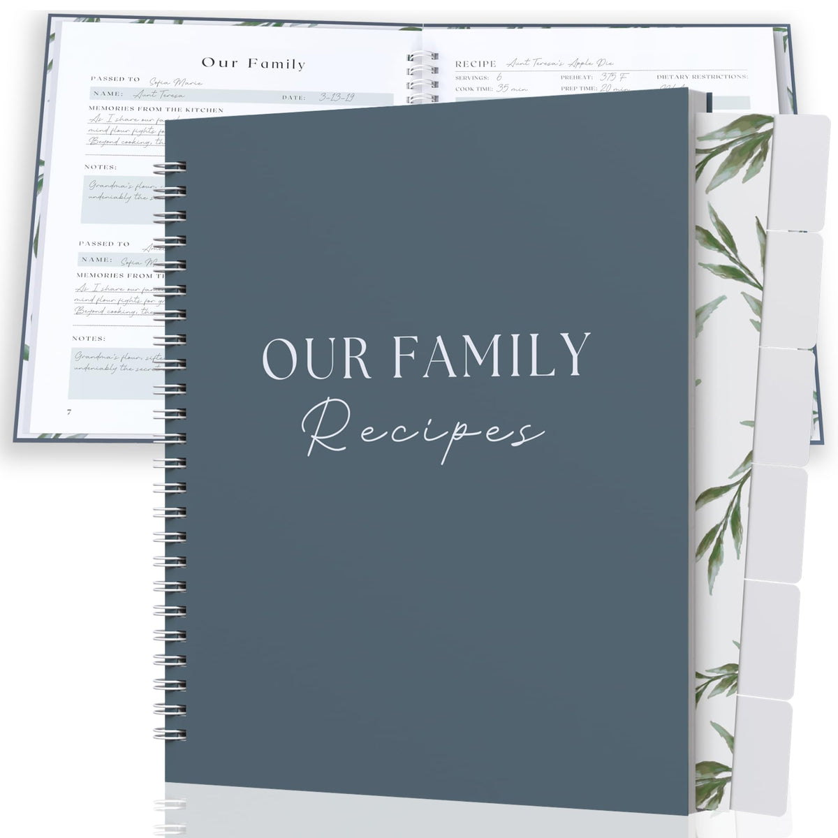 Paige McRae Recipe Book cover in slate, a durable keepsake for family notes.