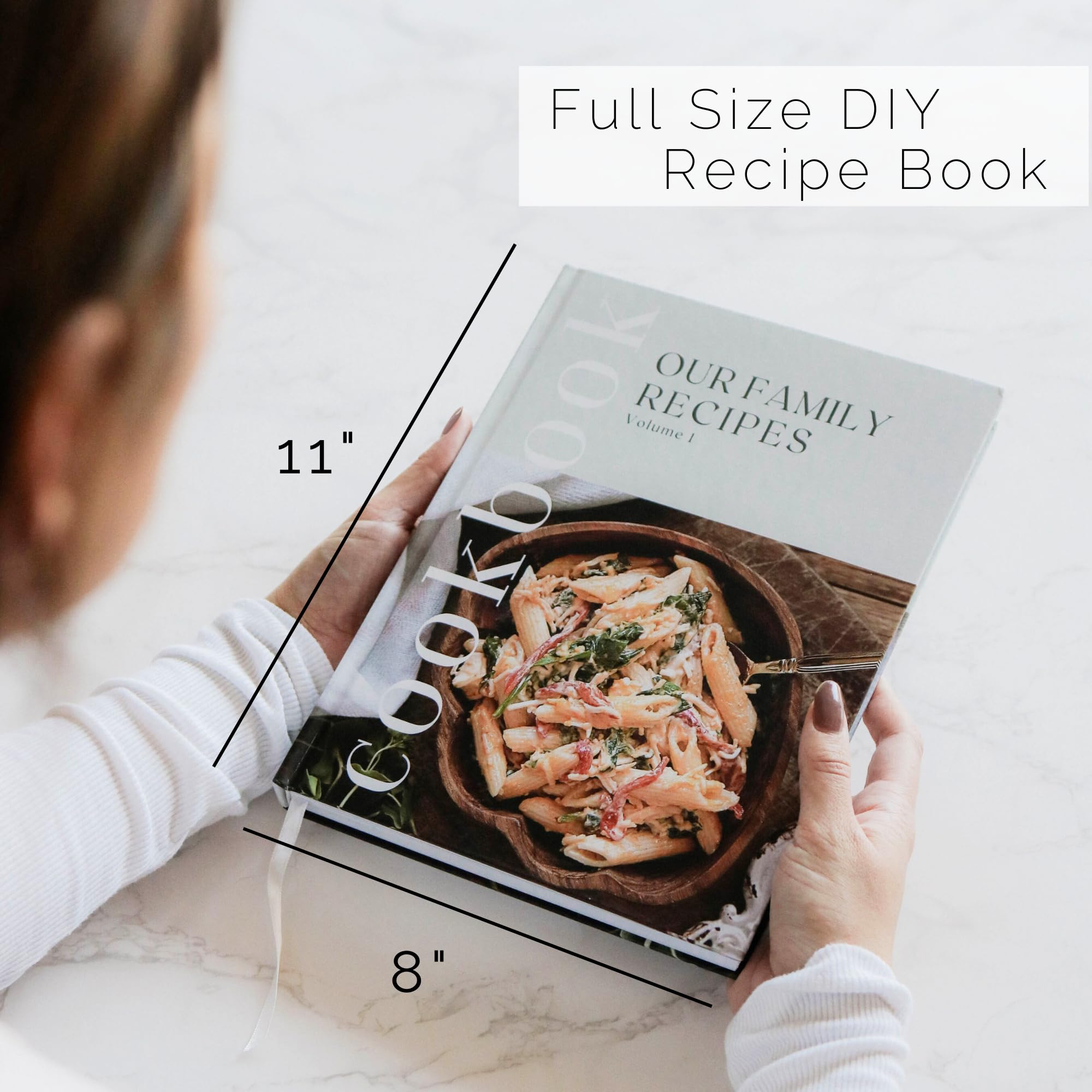 Paige McRae Recipe Book hardcover with silk bookmark—premium journaling durability