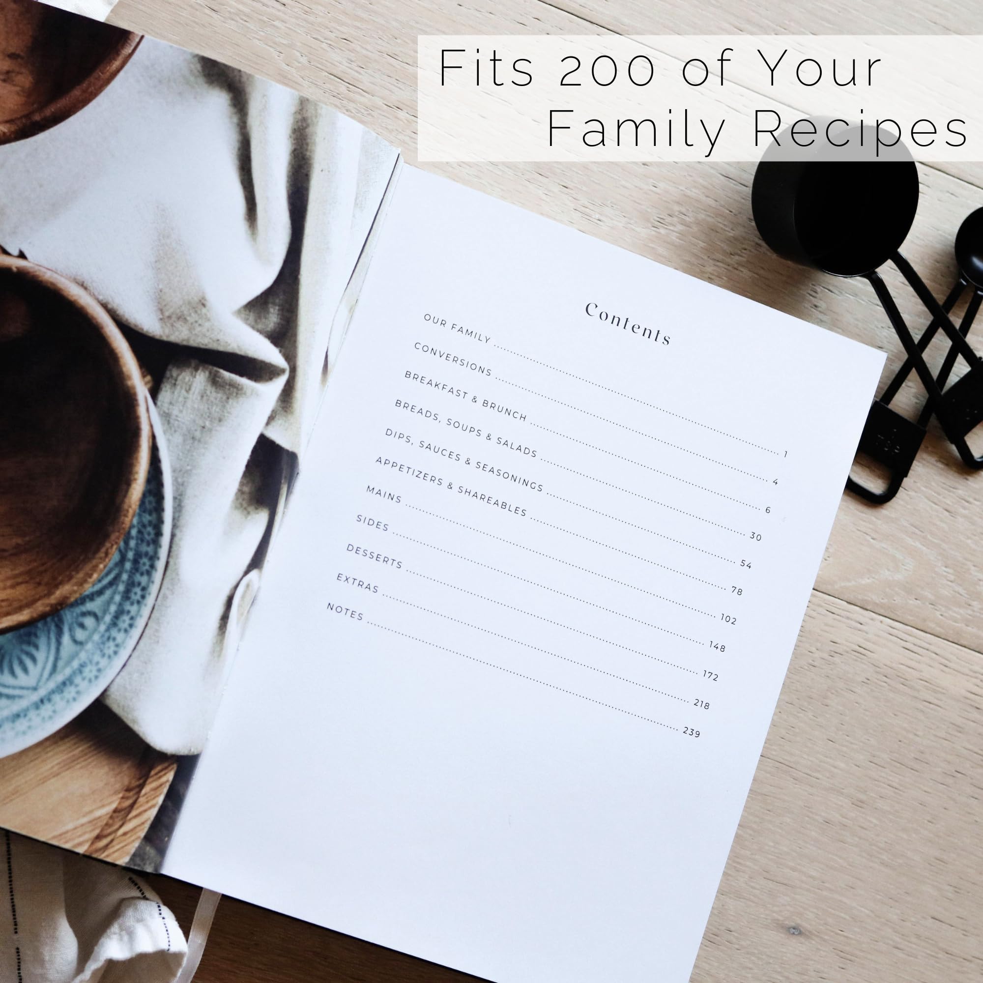 Paige McRae Recipe Book table of contents—easy organization of family favorites