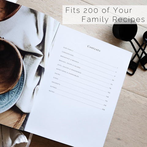 Paige McRae Recipe Book table of contents—easy organization of family favorites