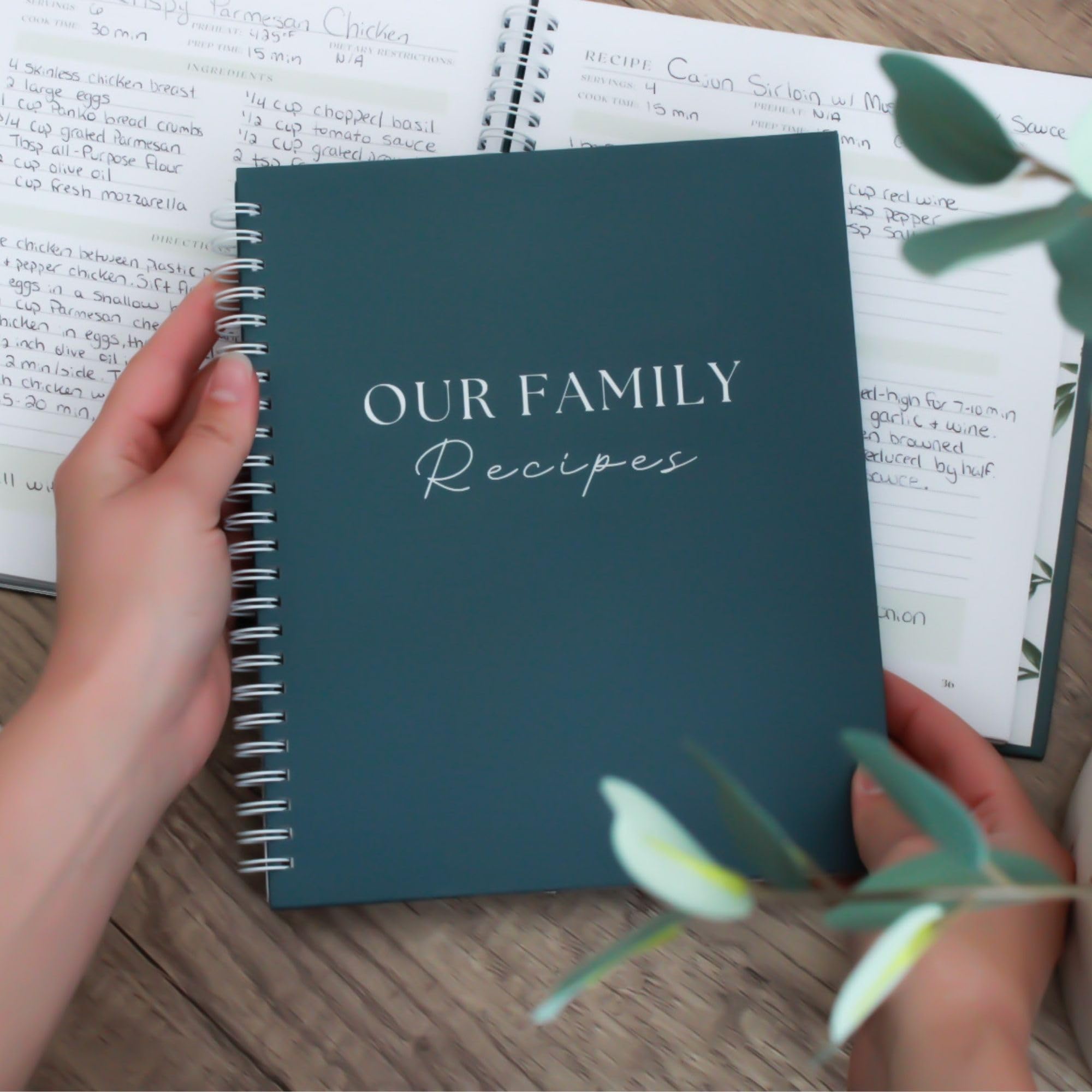 Paige McRae Recipe Book features six adjustable dividers for personalized sections.