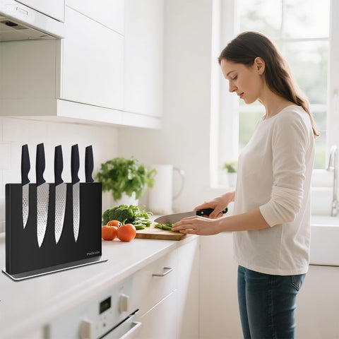 Pailexin 8-inch blade capacity keeps most kitchen knives organized.