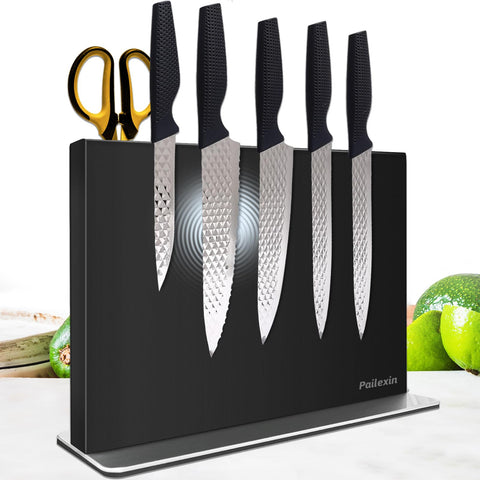 Pailexin magnetic knife block with double-sided magnets for secure blade storage.