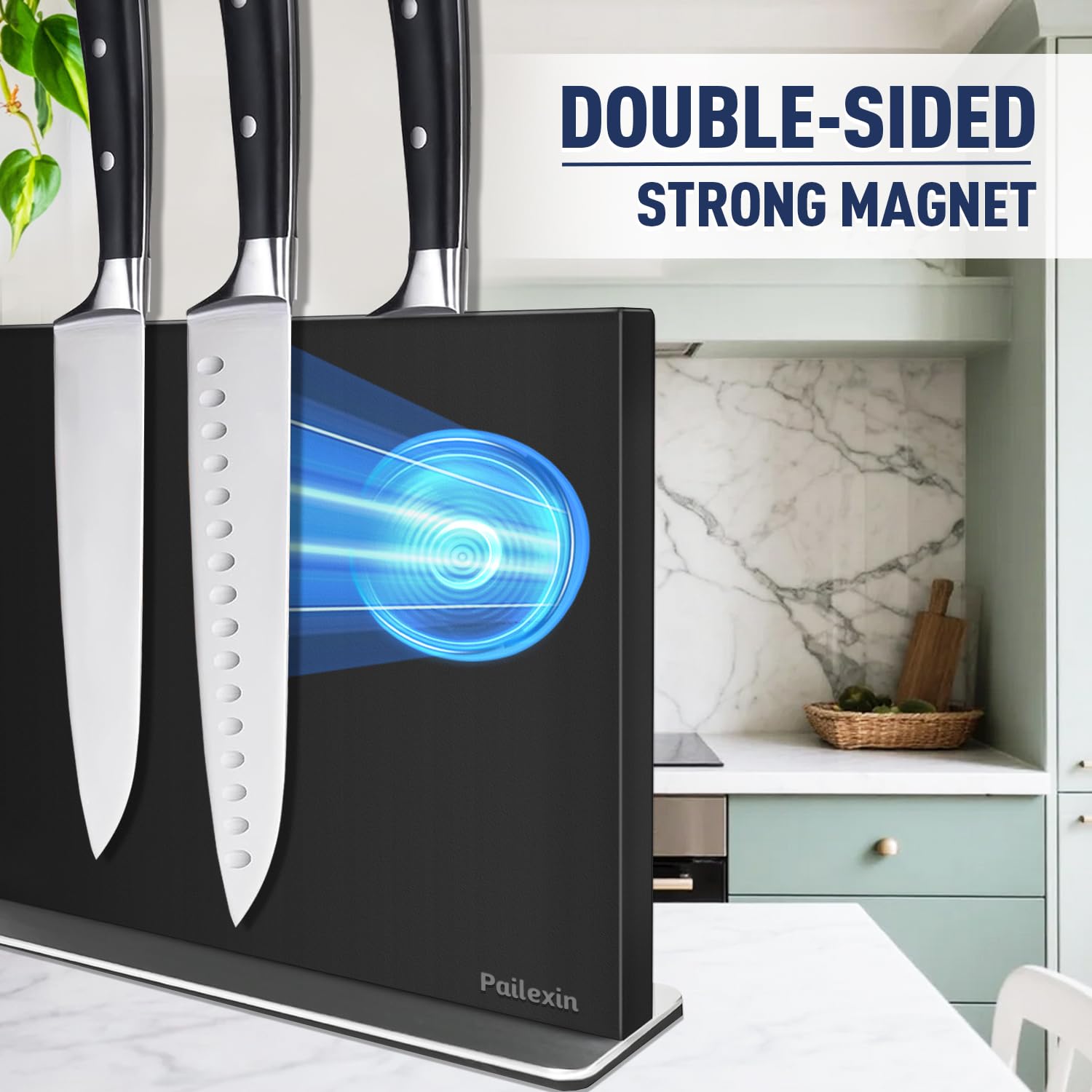 Pailexin magnetic knife block is dishwasher-safe for easy cleanup after cooking.